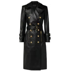 Womens Black Leather Trench Coat - Riders Republic UK