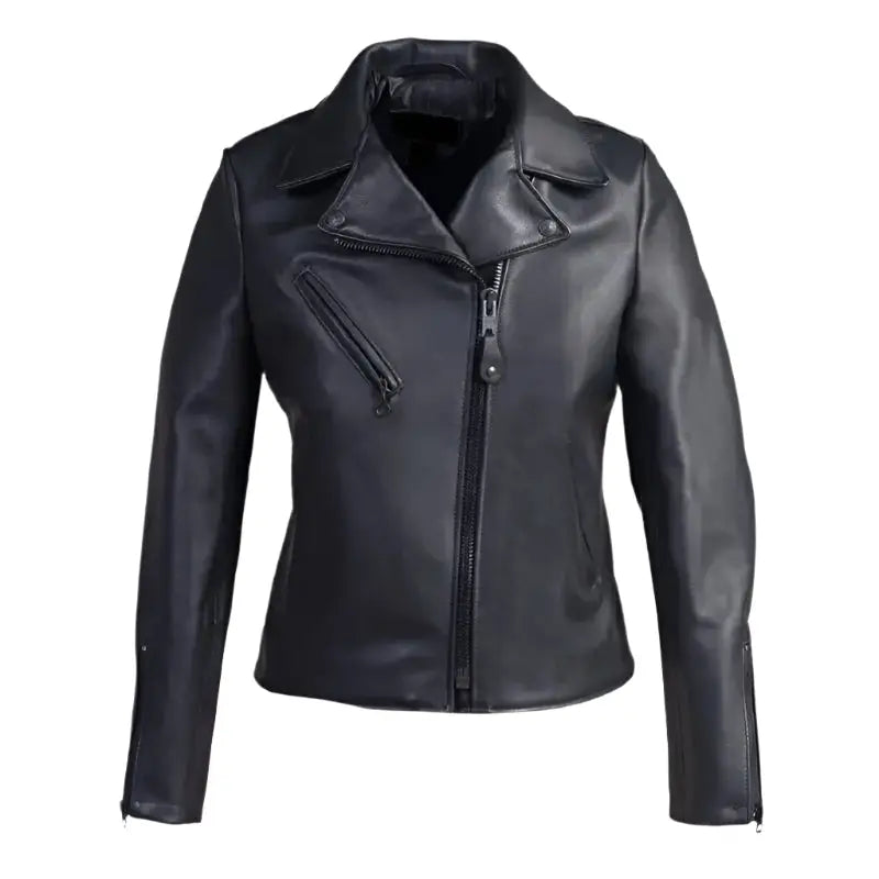 Womens Black Leather Moto Jacket - Riders Republic UK