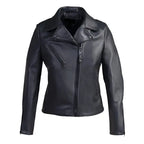 Womens Black Leather Moto Jacket - Riders Republic UK