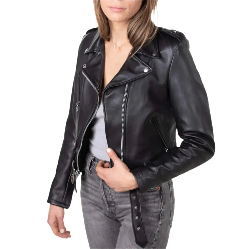Womens Black Motorcycle Jacket - Riders Republic UK