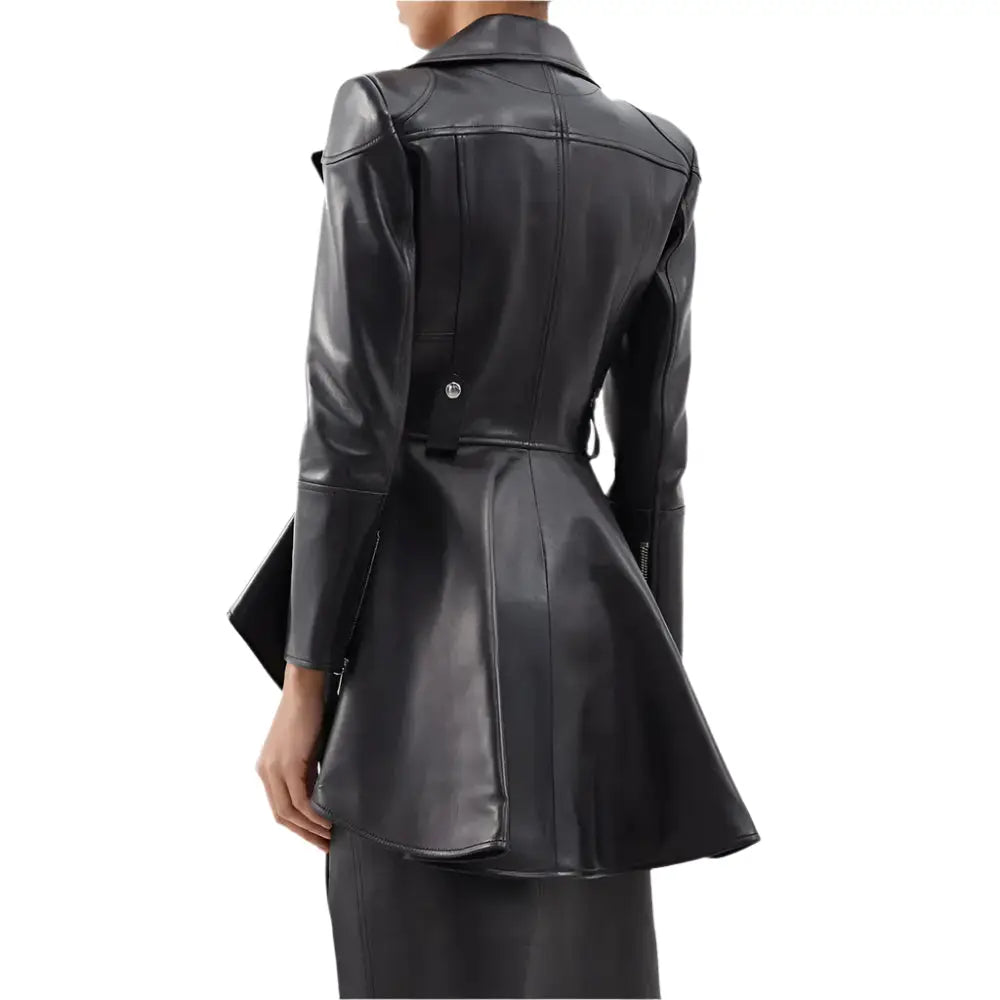 Black Peplum Leather Biker Jacket Women - Riders Republic UK
