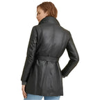 Womens Black Leather Coat - Riders Republic UK