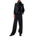 Womens Black Leather Puffer Vest - Riders Republic UK