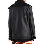 Womens Black Shearling Leather Aviator Jacket - Riders Republic UK