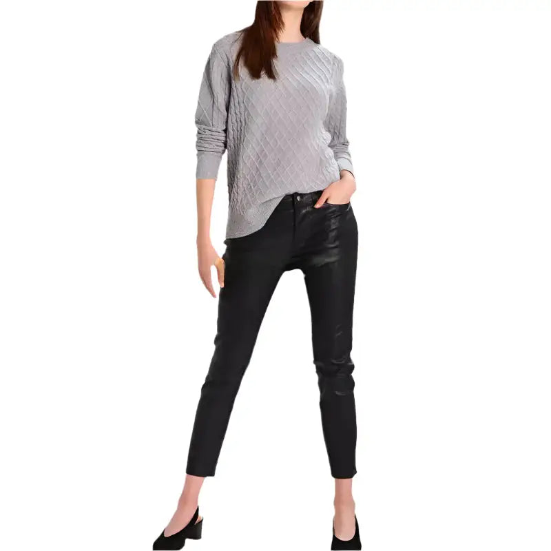 Womens Black Leather Skinny Jeans - Riders Republic UK