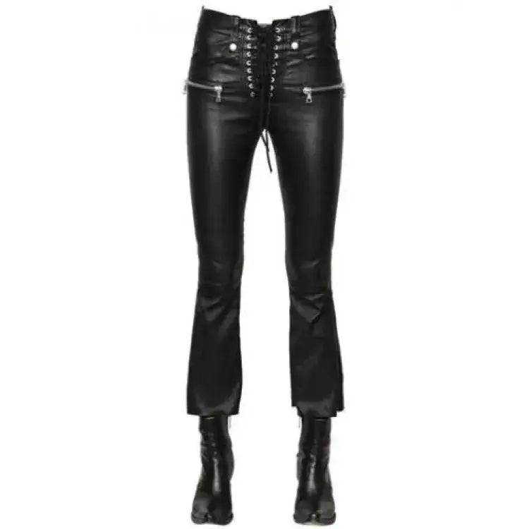 Womens Black Lambskin Leather Pants - Riders Republic UK