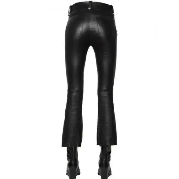 Womens Black Lambskin Leather Pants - Riders Republic UK