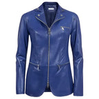 Womens Blue Leather Blazer Jacket - Riders Republic UK