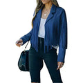 Blue Suede Cropped Motorcycle Jacket - Riders Republic UK
