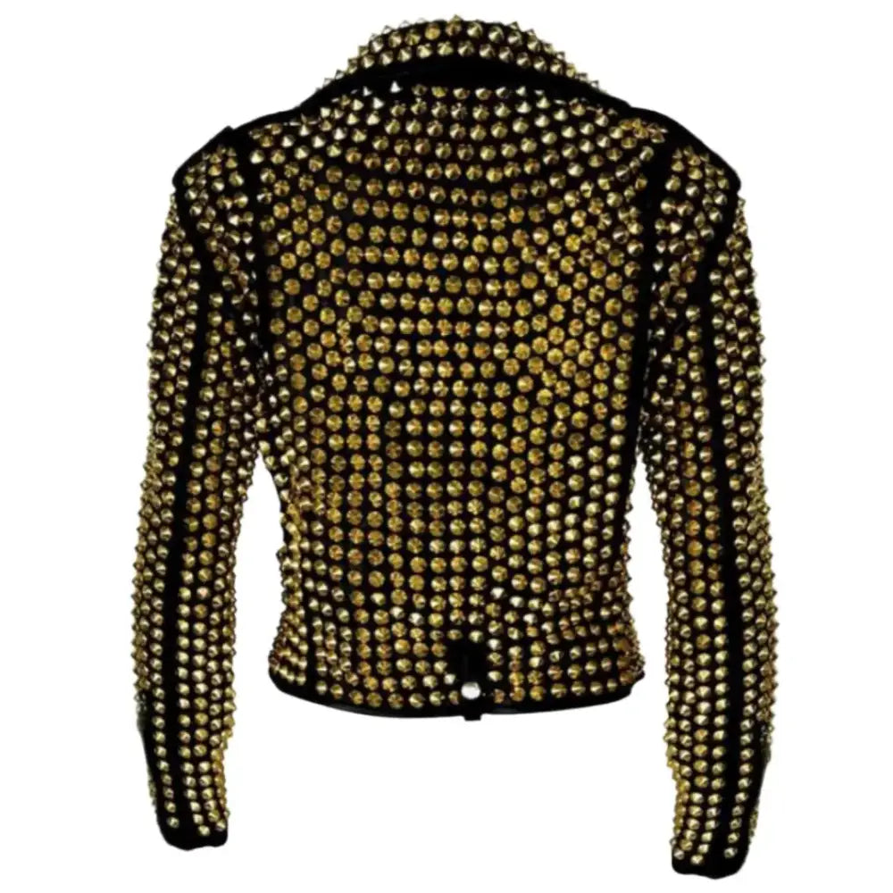 Brando Golden Studded Leather Jacket - Riders Republic UK