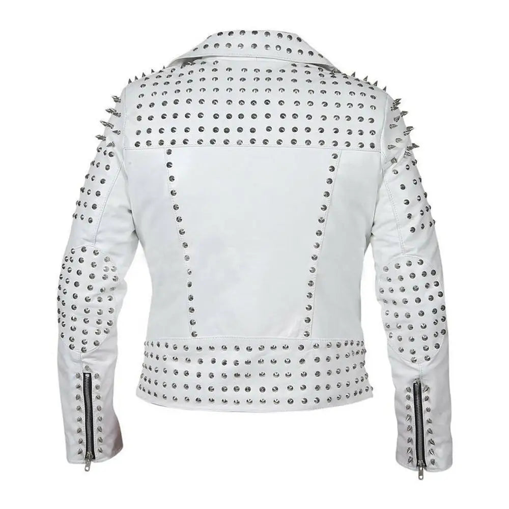 Womens Brando Studded Leather Jacket Plus Size - Riders Republic UK