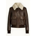 Womens Brown Aviator Sherpa Leather Jacket - Riders Republic UK