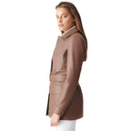 Womens Brown Belted Leather Coat - Riders Republic UK