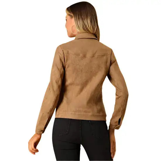 Brown Suede Leather Jacket Womens - Riders Republic UK