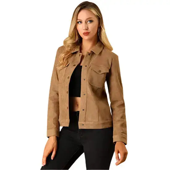 Brown Suede Leather Jacket Womens - Riders Republic UK