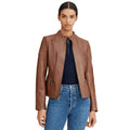 Brown Leather Biker Jacket for Women - Riders Republic UK