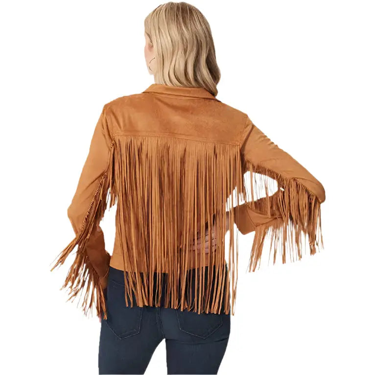Brown Suede Fringe Jacket Womens - Riders Republic UK