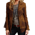 Brown Suede Fringe Leather Jacket Womens - Riders Republic UK