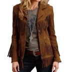 Brown Suede Fringe Leather Jacket Womens - Riders Republic UK