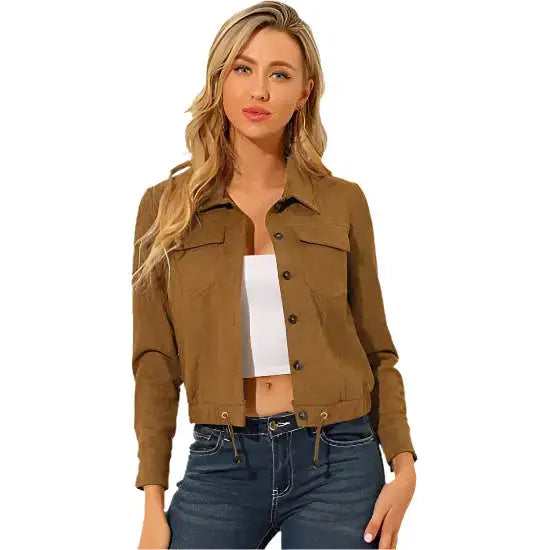 Womens Brown Suede Moto Biker Jacket - Riders Republic UK