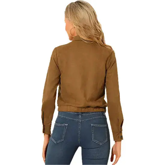 Womens Brown Suede Moto Biker Jacket - Riders Republic UK