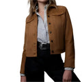 Womens Brown Suede Trucker Leather Jacket - Riders Republic UK