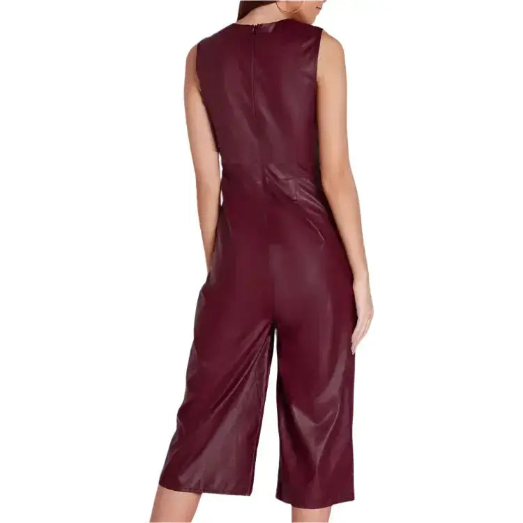 Burgundy Lambskin Leather Romper Catsuit - Riders Republic UK