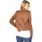 Camel Suede Leather Moto Jacket for Women - Riders Republic UK