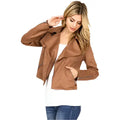 Camel Suede Leather Moto Jacket for Women - Riders Republic UK