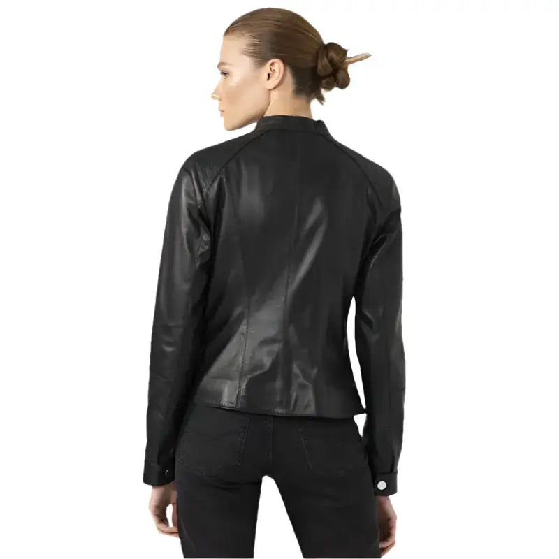 Black Leather Biker Jacket Women - Riders Republic UK
