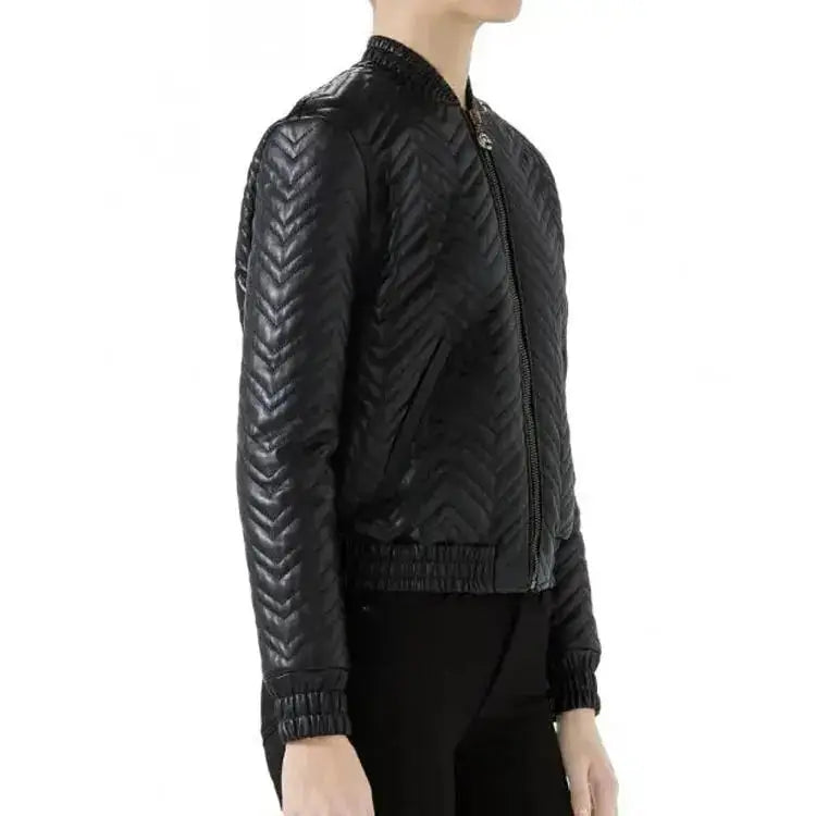 Womens Classic Leather Bomber Jacket - Riders Republic UK