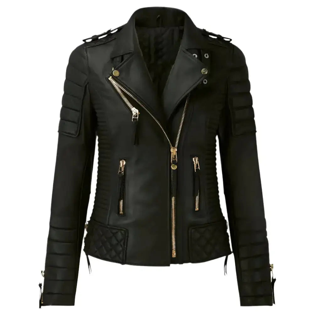 Womens Classic Motorcycle Leather Jacket - Riders Republic UK