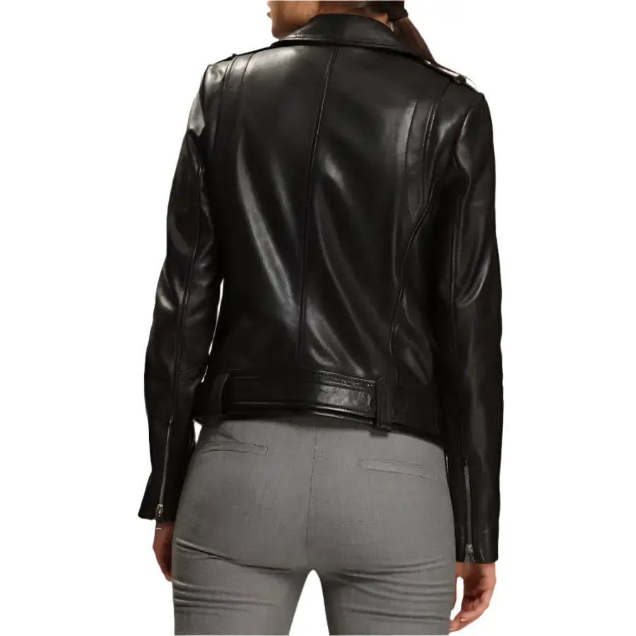 Black Leather Biker Jacket Womens - Riders Republic UK