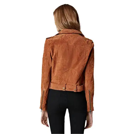 Womens Cropped Suede Biker Jacket - Riders Republic UK
