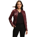 Womens Dark Brown Leather Blazer Jacket - Riders Republic UK