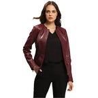 Womens Dark Brown Leather Blazer Jacket - Riders Republic UK