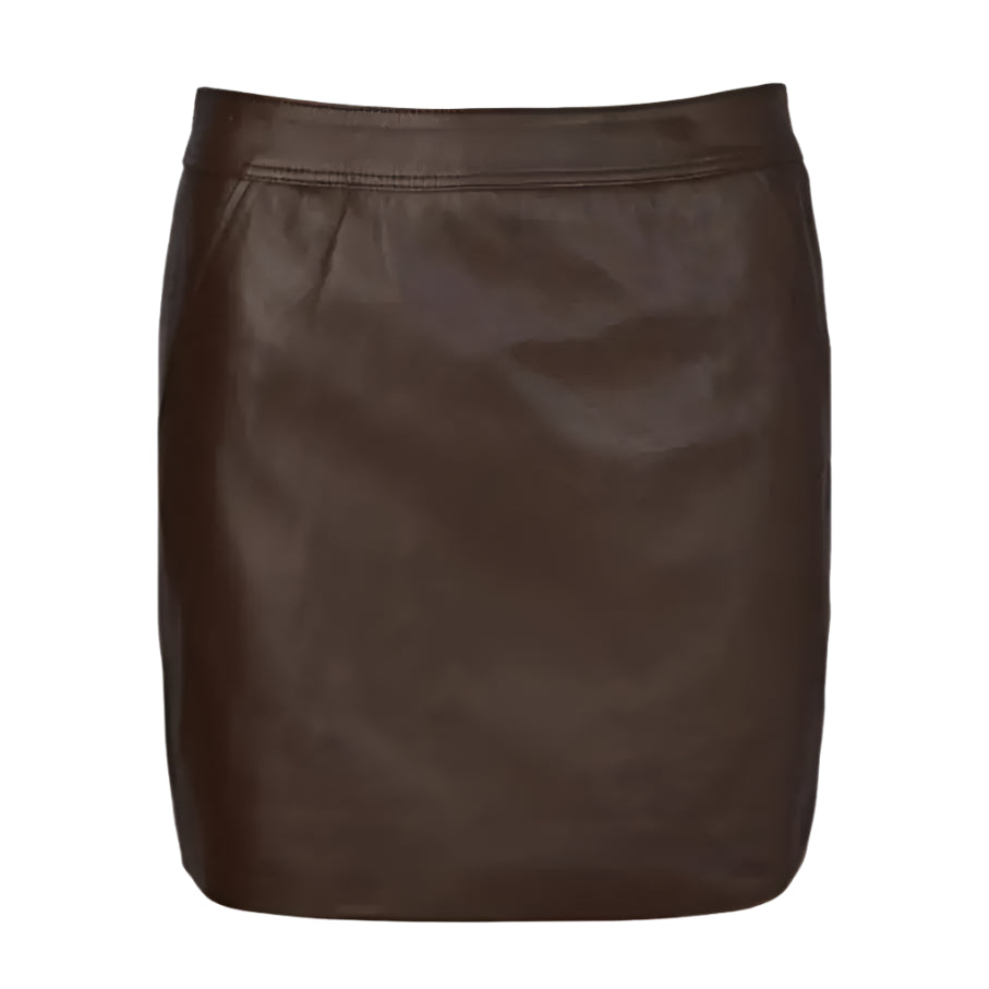 Dark Brown Leather Mini Skirt - Riders Republic UK