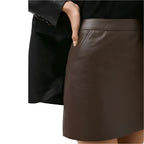 Dark Brown Leather Mini Skirt - Riders Republic UK