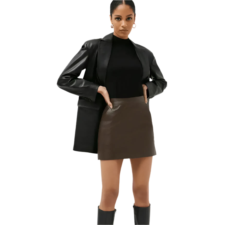 Dark Brown Leather Mini Skirt - Riders Republic UK