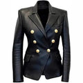 Womens Designer Black Leather Blazer - Riders Republic UK