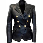 Womens Designer Black Leather Blazer - Riders Republic UK