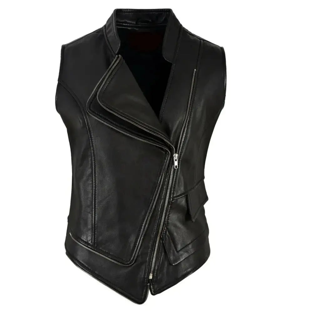 Womens Punk Motorcycle Leather Vest - Riders Republic UK