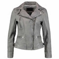 Elegant Gray Motorcycle Jacket for Women - Riders Republic UK