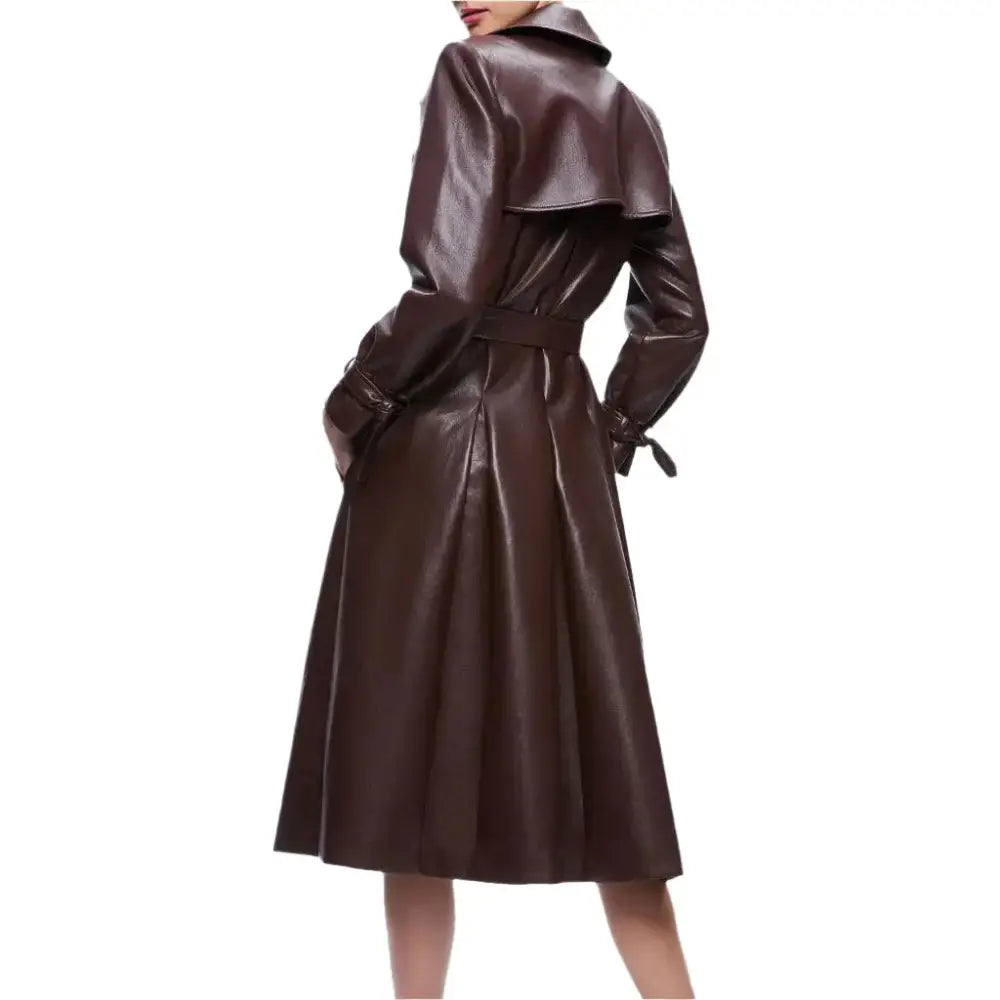 Chocolate Brown Leather Trench Coat - Riders Republic UK