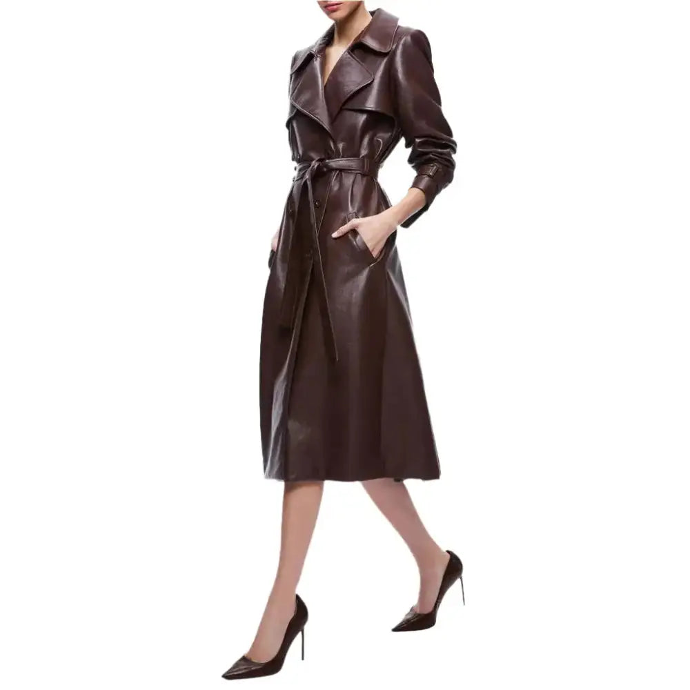 Chocolate Brown Leather Trench Coat - Riders Republic UK