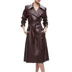 Chocolate Brown Leather Trench Coat - Riders Republic UK