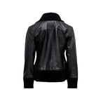 Womens Black Leather Four Pocket Bomber Jacket - Riders Republic UK