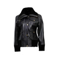Womens Black Leather Four Pocket Bomber Jacket - Riders Republic UK