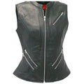 Womens Premium Leather Motorcycle Vest - Riders Republic UK