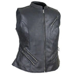 Womens Premium Leather Motorcycle Vest - Riders Republic UK